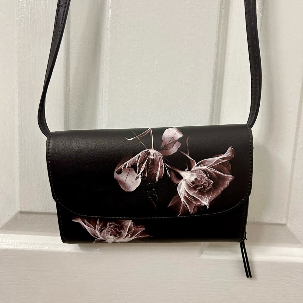 Black floral cross body